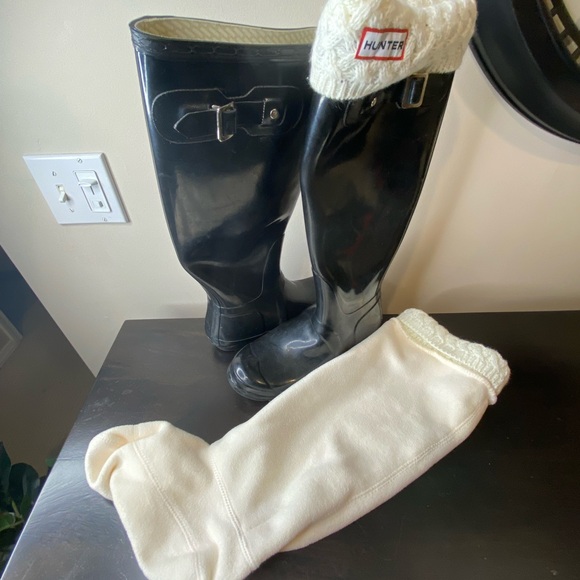 Hunter waterproof rain winter boots with removable sock leg warmer, size size 8 - Picture 3 of 10
